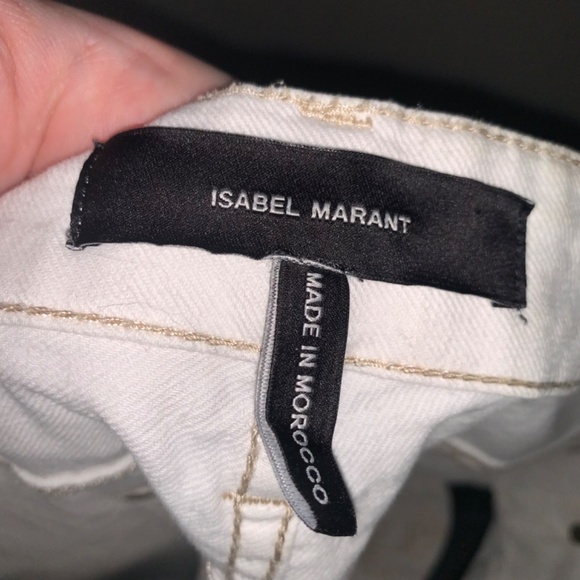 Isabel Marant Embroidered Studded Skinny Low Rise Cream Jeans 38 - Picture 6 of 14